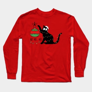 ho, ho... no - Funny Christmas Cat Long Sleeve T-Shirt